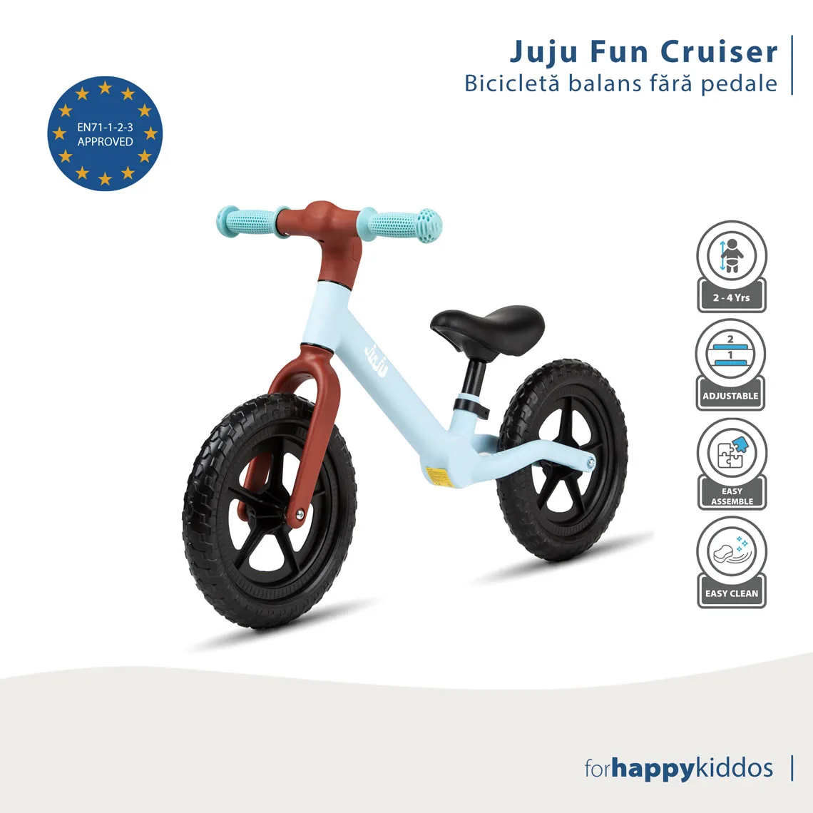 Bicicleta balans fara pedale Juju Fun Cruiser, Albastra - Juju Baby