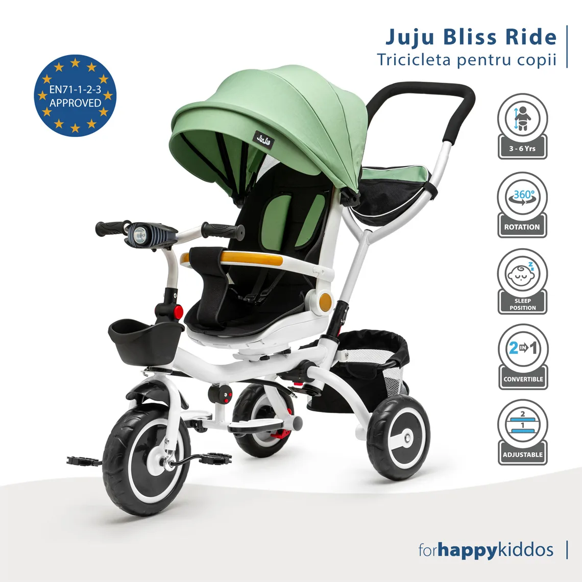 【juju and...】 Tricicleta copii Juju Bliss Ride, Verde - Juju Baby