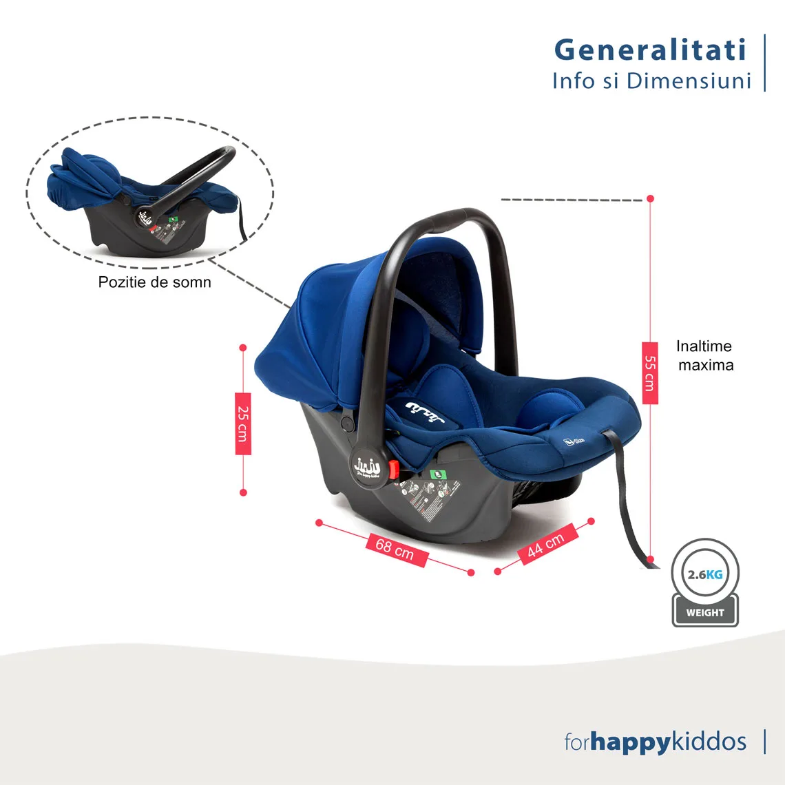 Cos Auto Juju Baby Boo i-Size, Albastru-Bleumarin - Juju Baby