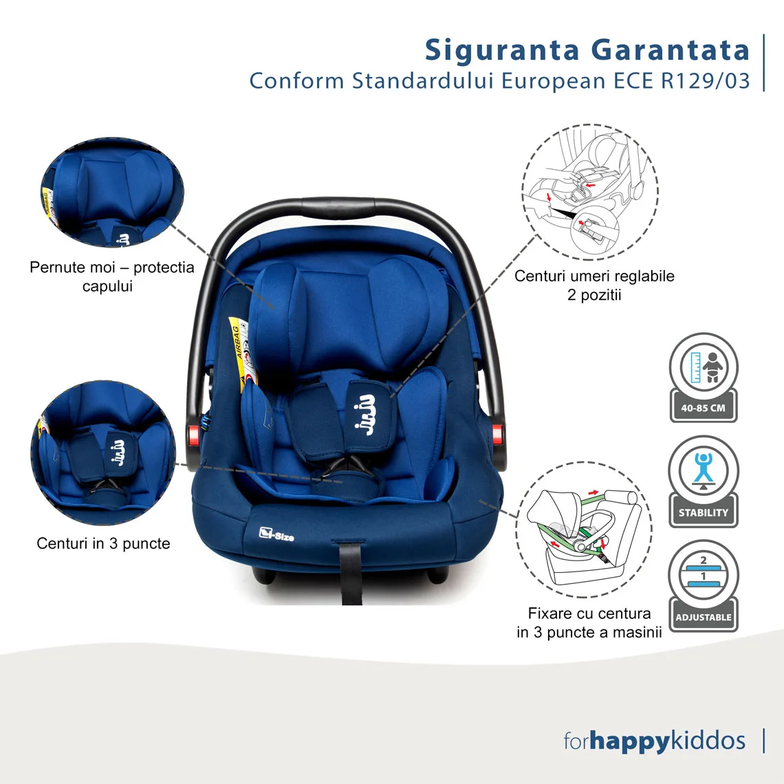 Cos Auto Juju Baby Boo i-Size, Albastru-Bleumarin - Juju Baby
