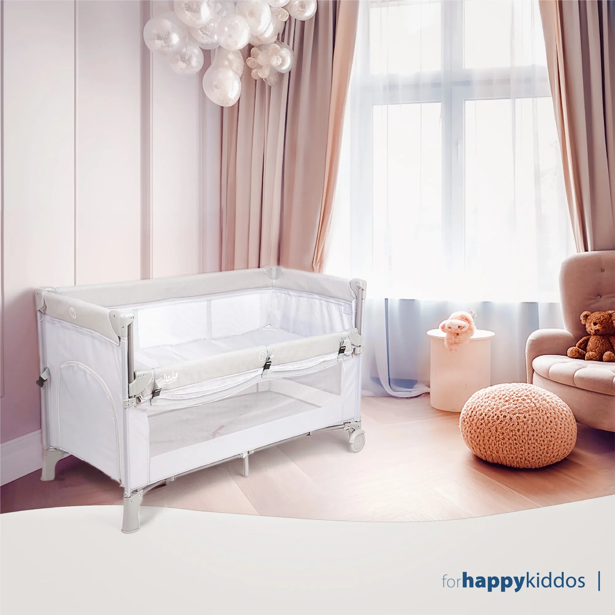 Patut pliabil 2 nivele Juju DreamyCloud, Grey - imagine 3
