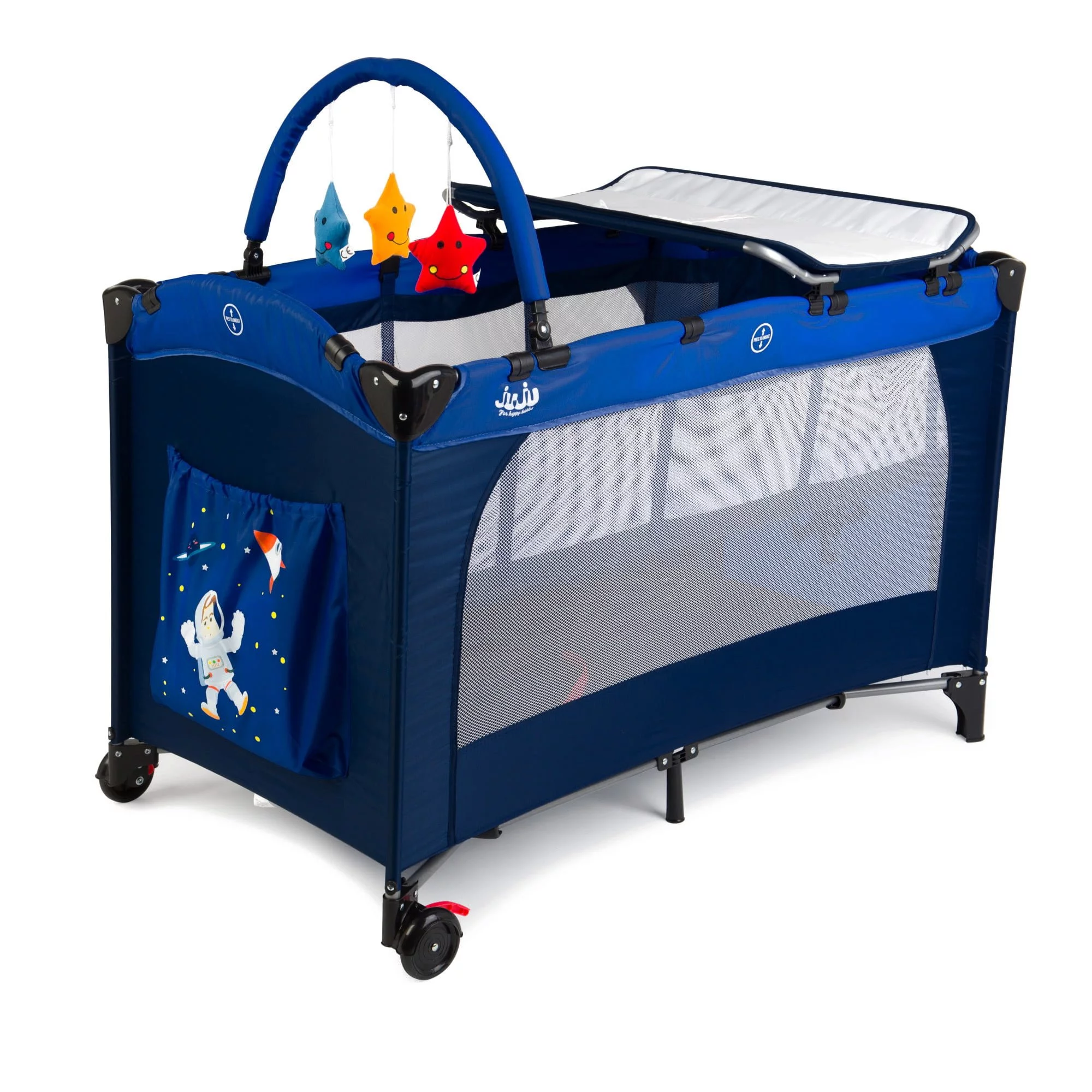 Patut pliabil 2 niveluri Juju Sleepy Baby, Space Adventure - imagine 2