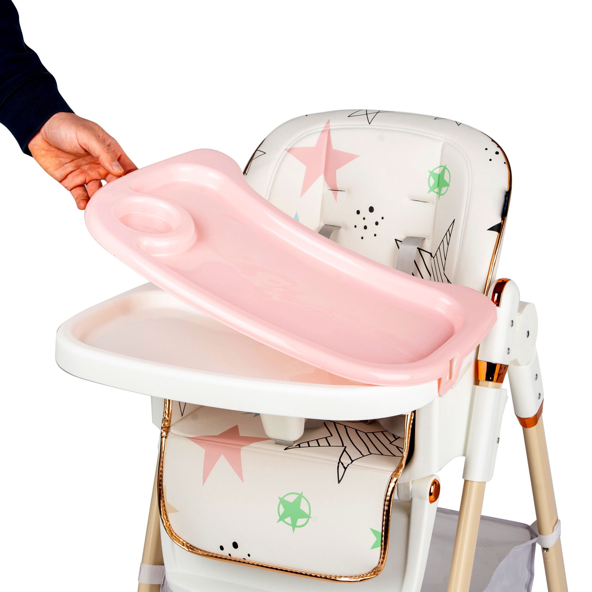 Scaun de masa Juju Eat&Fun, Pink Stars - imagine 4