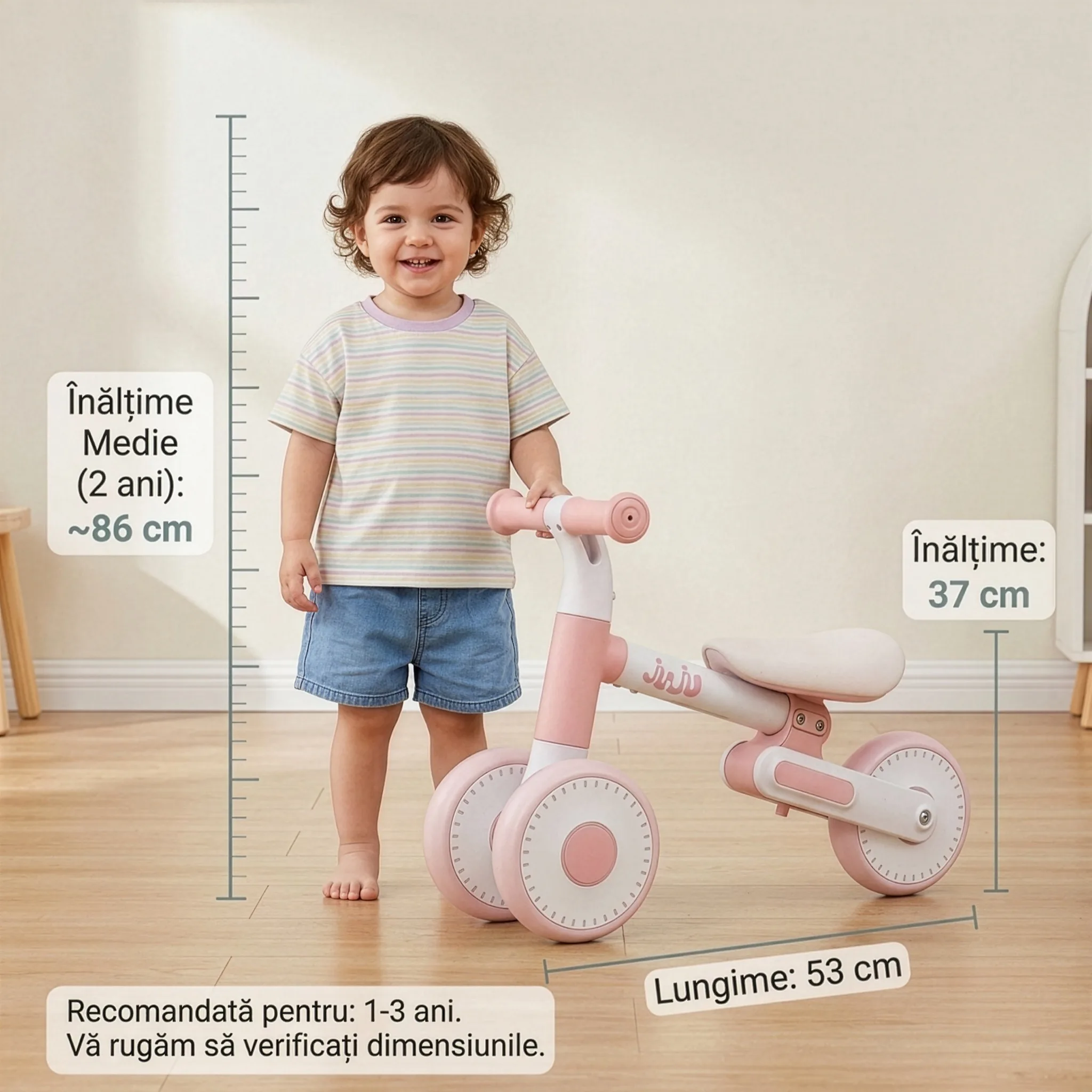 Bicicleta balans fara pedale Juju Dody, Roz - imagine 2