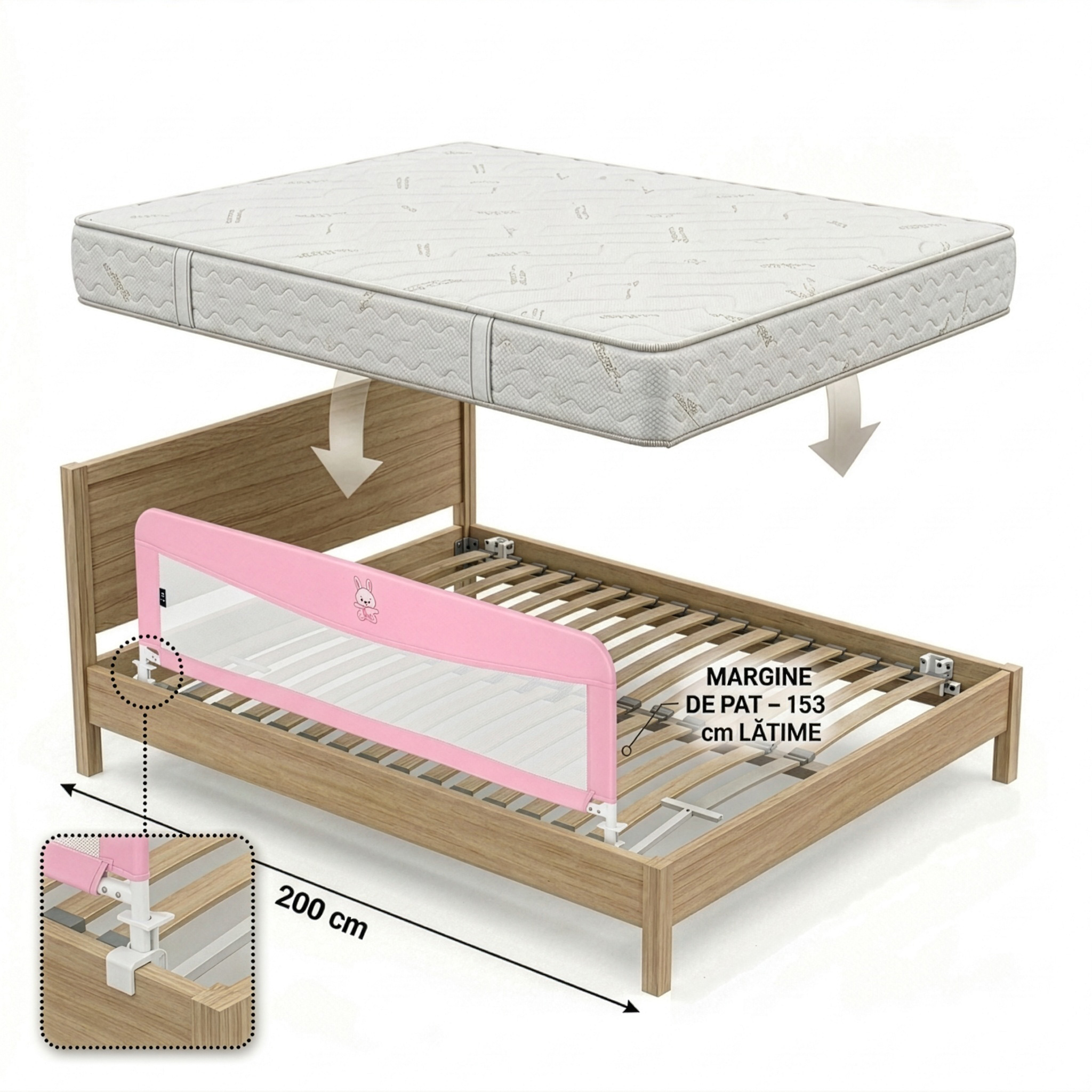 Margine de siguranta pentru pat Juju Safe Sleep, Hunny Bunny - imagine 3