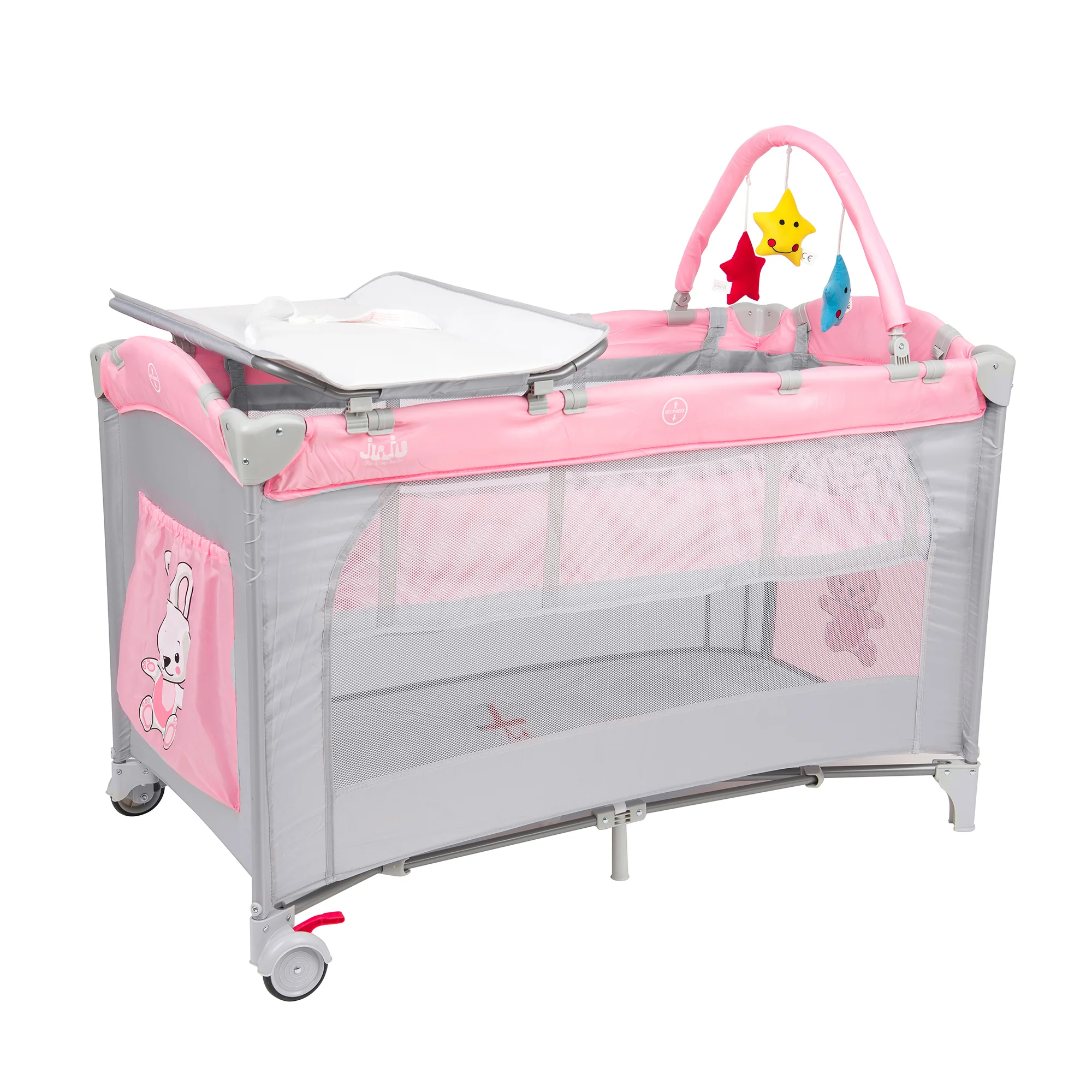 Patut pliabil 2 nivele Juju Sleepy Baby, Hunny Bunny
