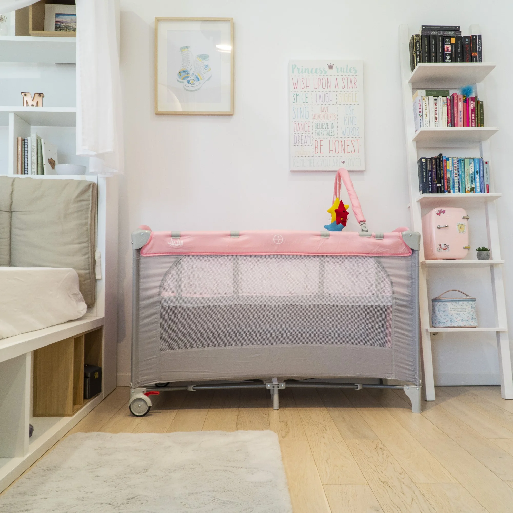 Patut pliabil 2 nivele Juju Sleepy Baby, Hunny Bunny - imagine 2
