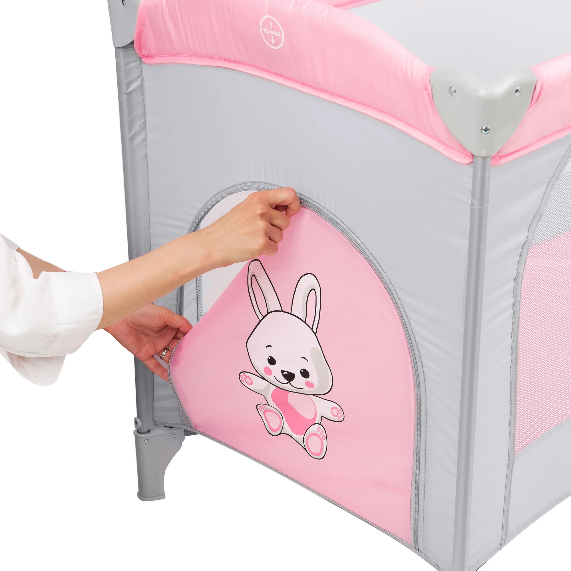Patut pliabil 2 nivele Juju Sleepy Baby, Hunny Bunny - imagine 8